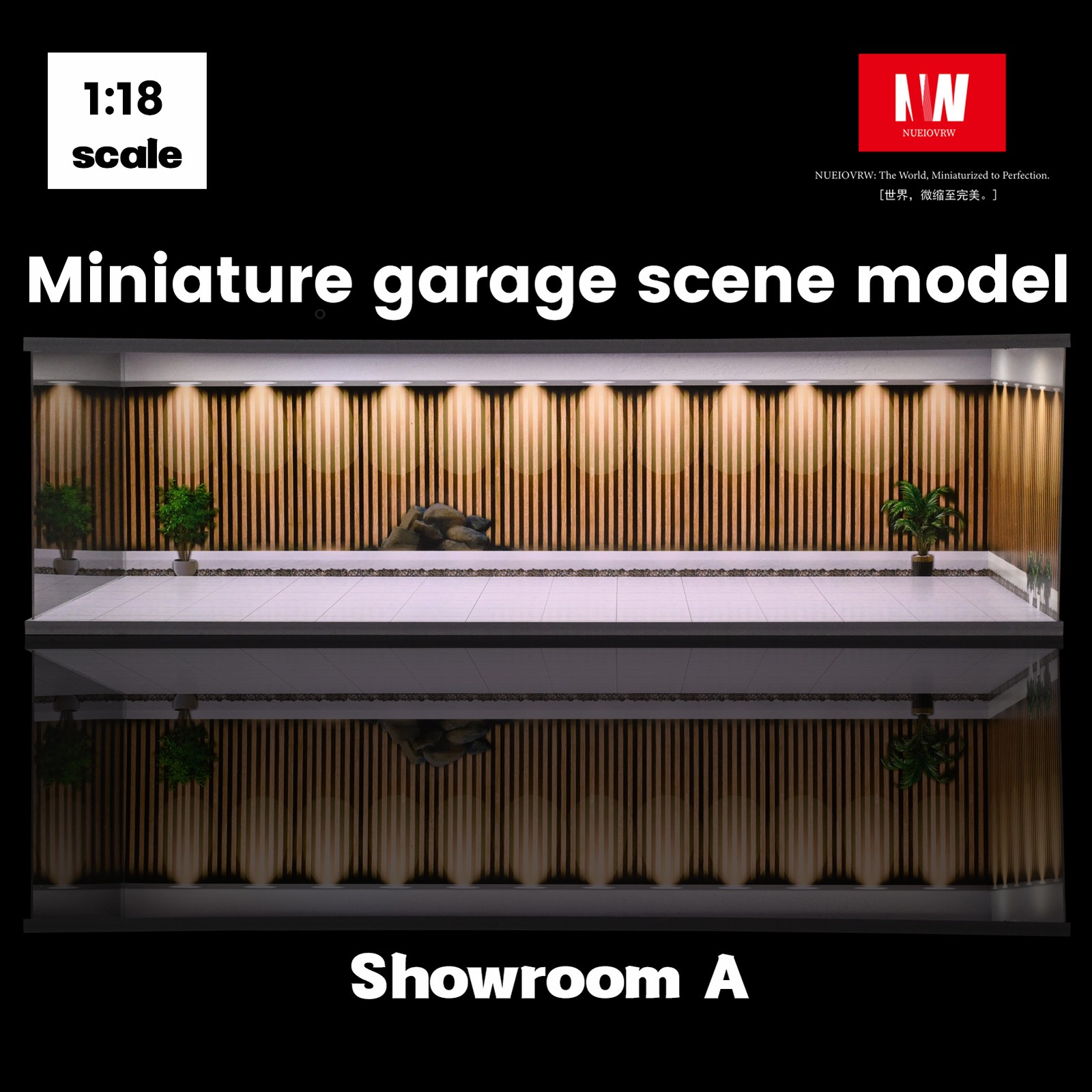 Diorama 1/18 Car Garage Model LED Light Street Building Showroom Display Gift US