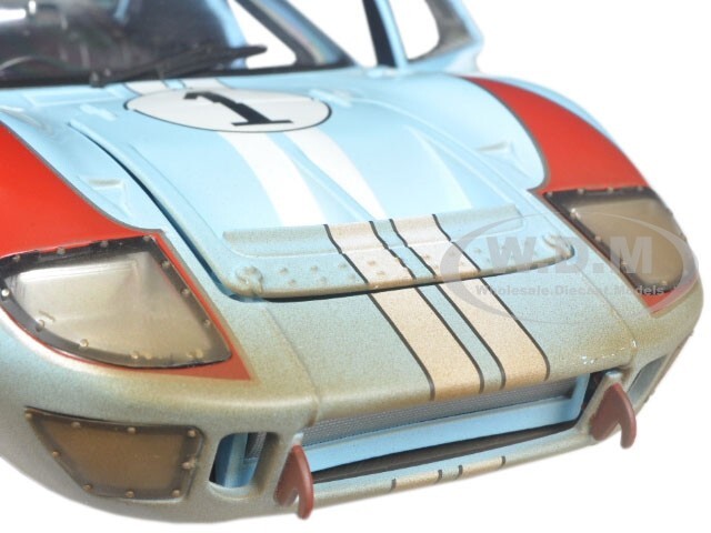 1966 FORD GT-40 MK II #1 LIGHT BLUE (DIRTY) 1/18 BY SHELBY COLLECTIBLES SC405
