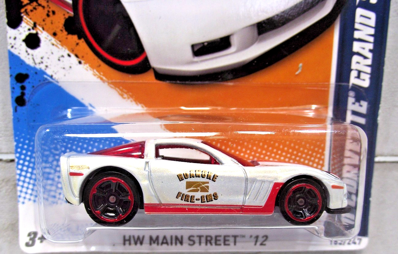 Hot Wheels HW Main Street ’12 White 2011 Corvette Grand Sport Roanoke Fire EMS