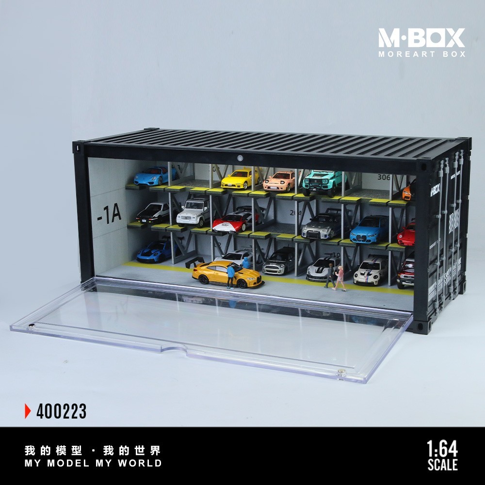 Diorama 1/64 Parking Lot Model LED Lighting Container Garage Display Case Scene