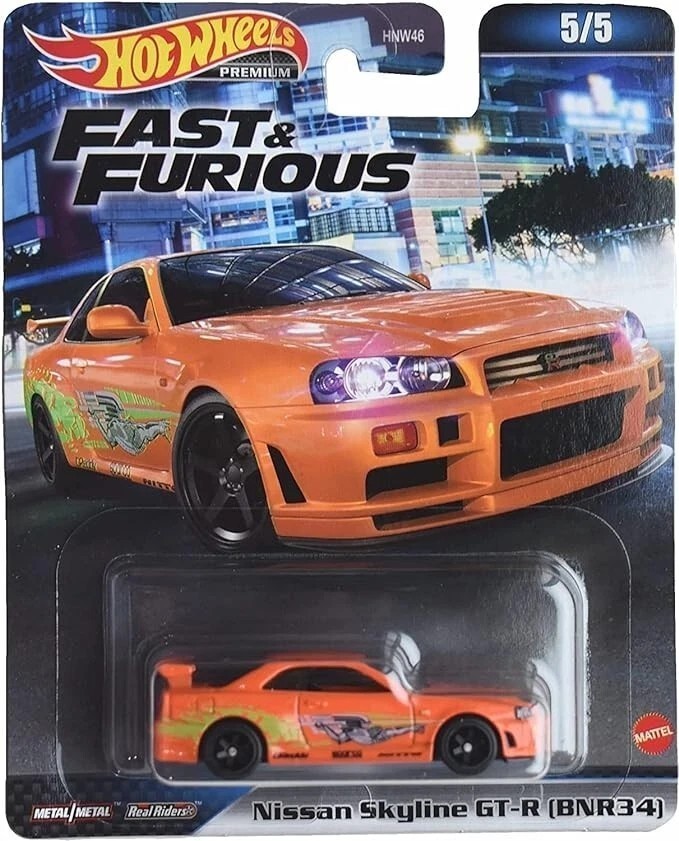 Hot Wheels Premium Fast & Furious Nissan Skyline GT-R (BNR34) 1:64 Diecast Car