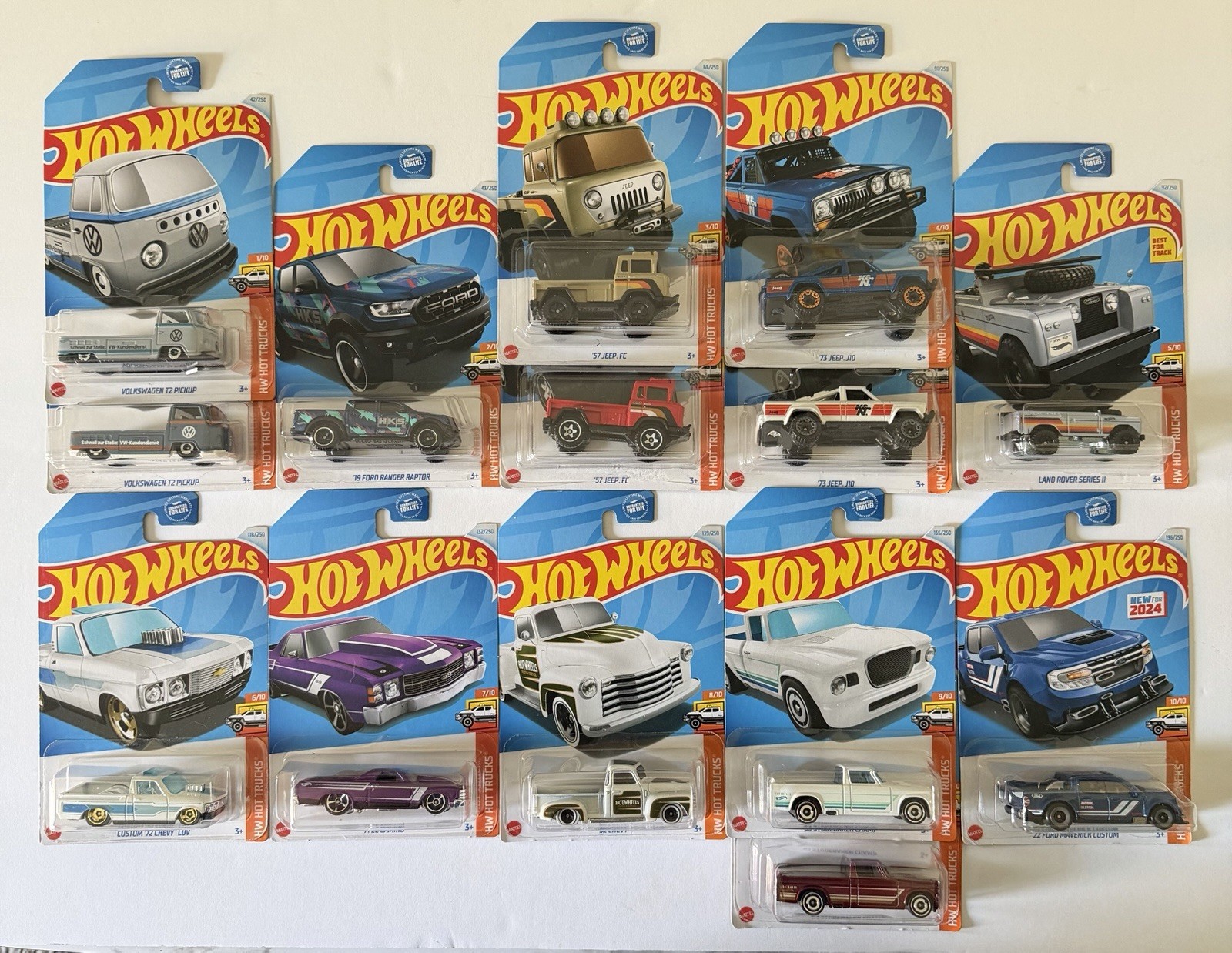 2022 Hot Wheels HW Hot Trucks Complete Set Of (10) With 4 Color Variations-New