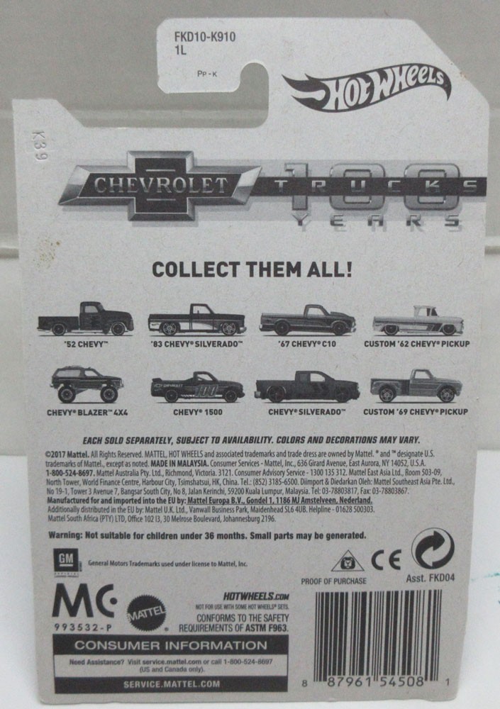 Hot Wheels 2018 100 Years of Chevy Trucks Complete 8 Car SET