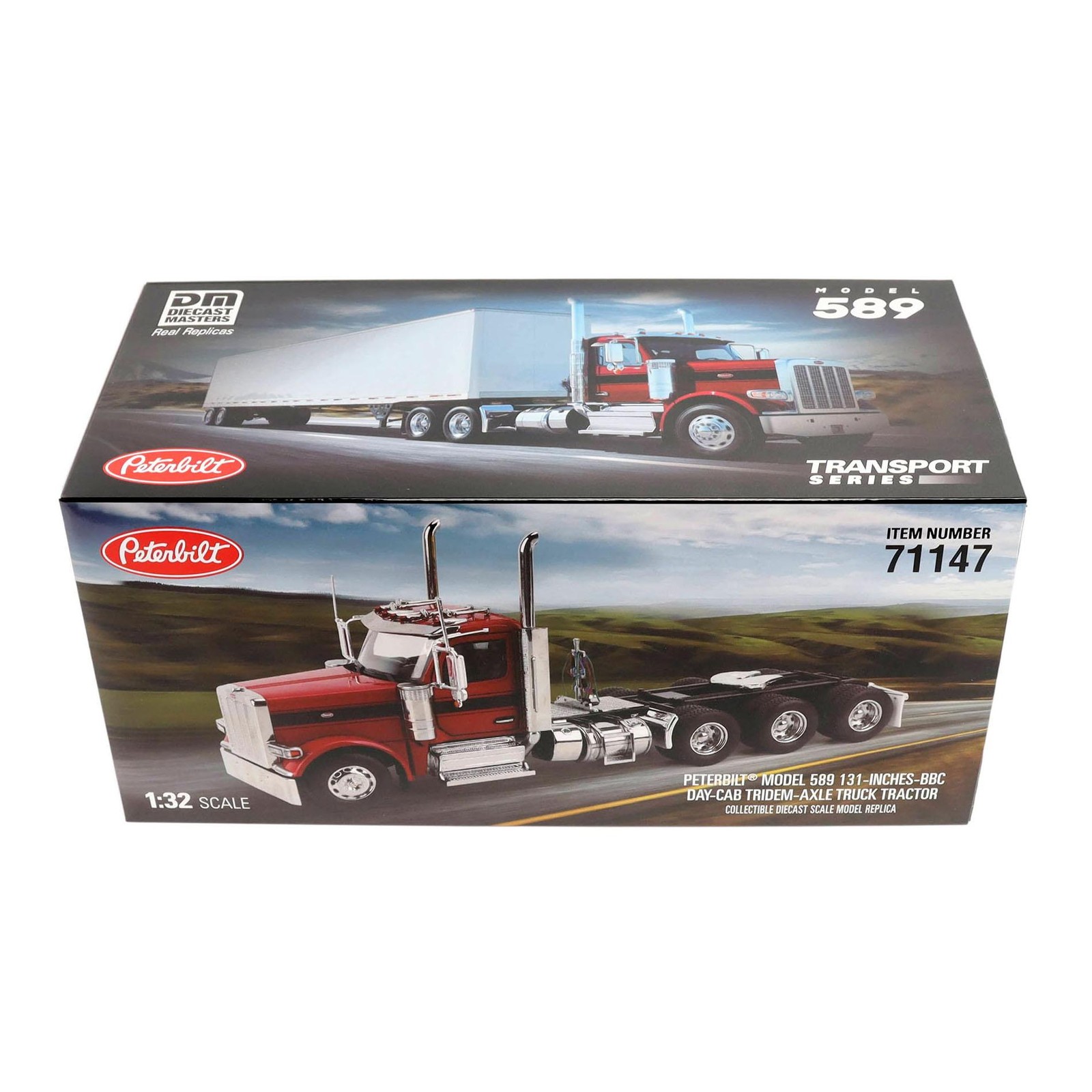 Diecast Masters 1/32 Peterbilt 589 Tridem-Axle Truck Day Cab Legendary Red 71147