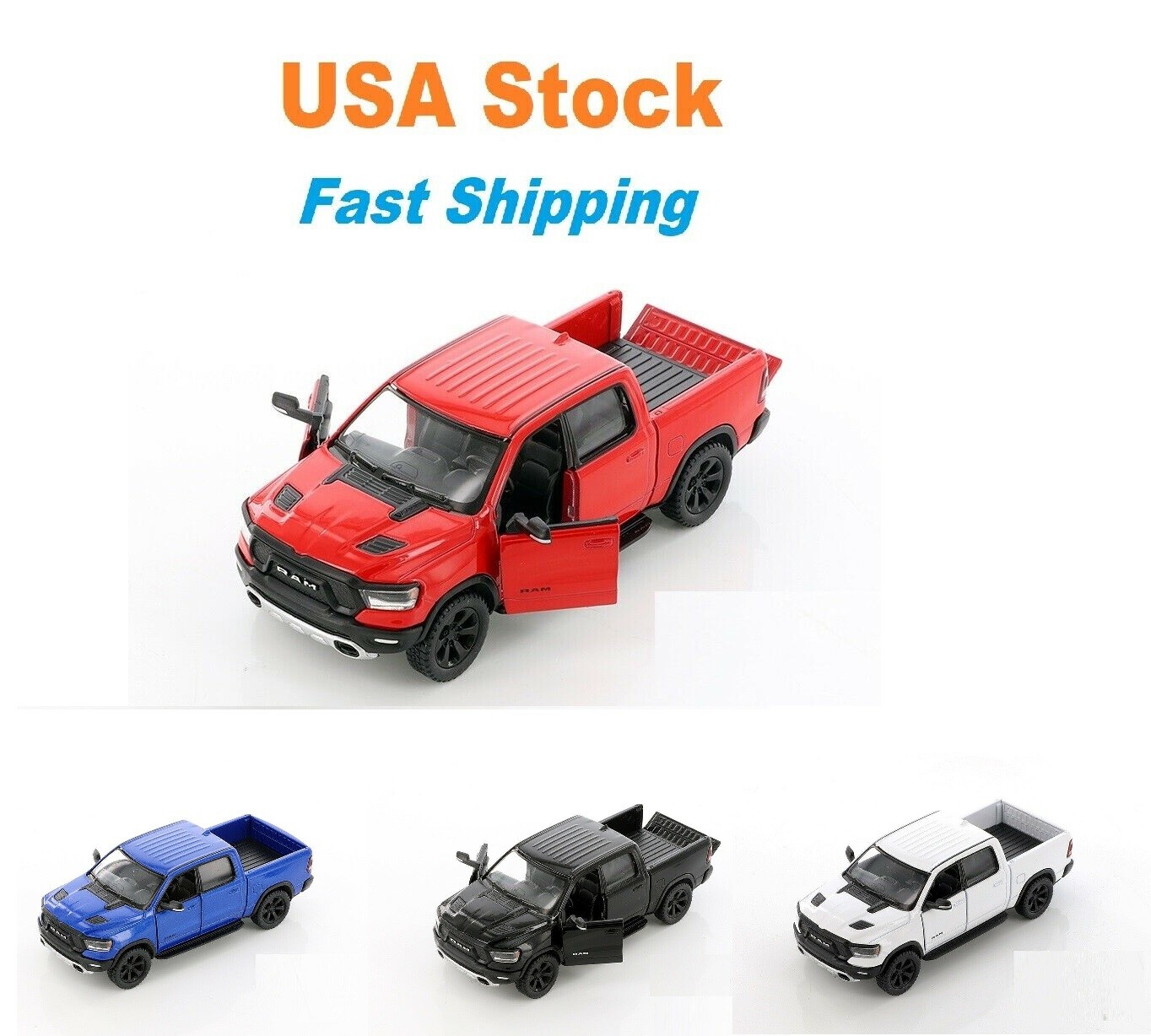 2019 Dodge RAM 1500, Ram Truck,Pick Up Truck,Kinsmart,Diecast Toy Car, 5”, 1:46