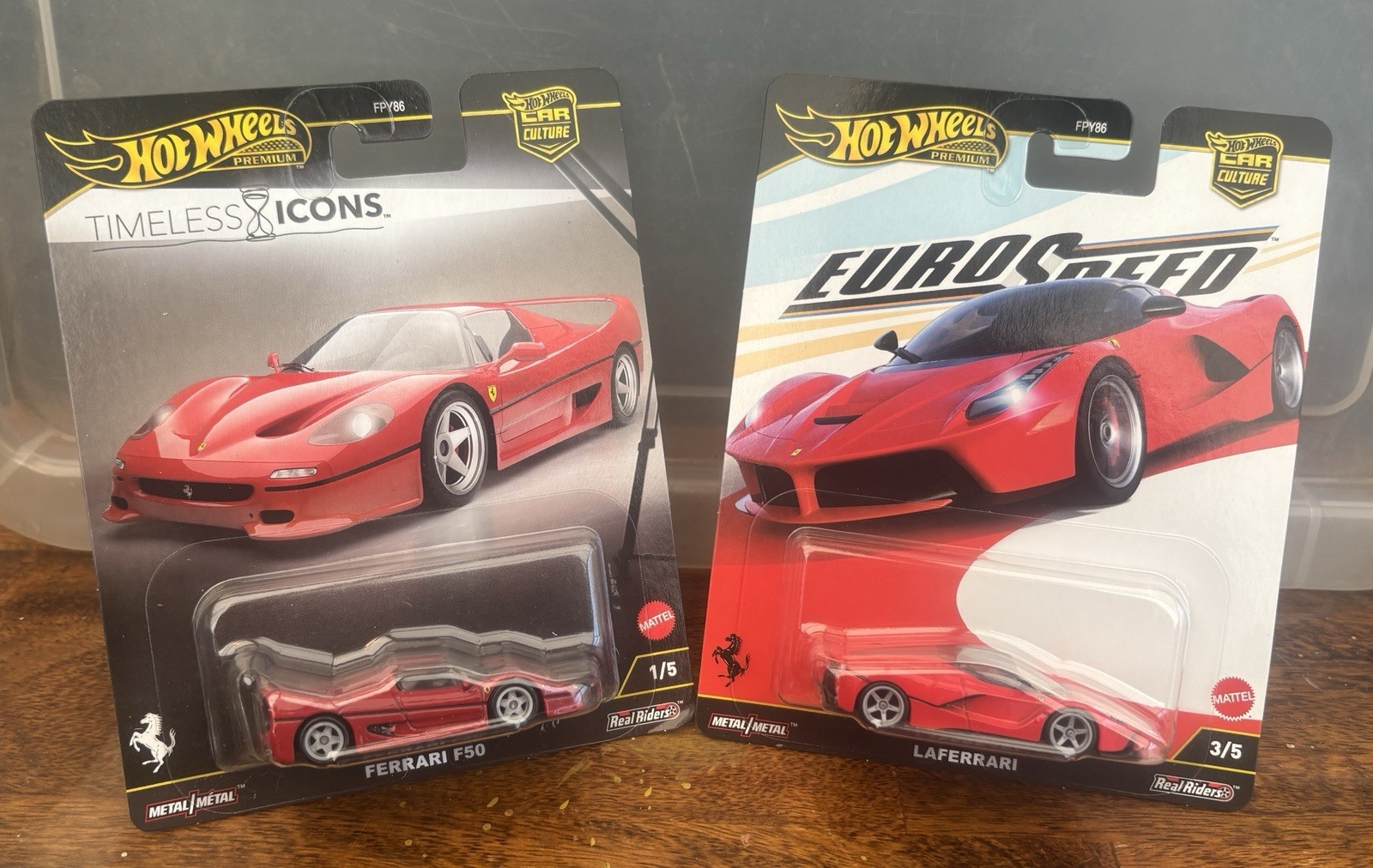 Hot Wheels Premium Laferrari Eurospeed & Ferrari F50 Timeless Icons x 2 Lot