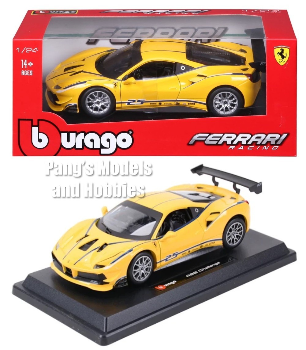 2016 Ferrari 488 challenge #25 1/24 Scale Diecast Model Bburago – YELLOW w/ BOX