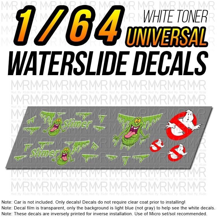 1/64 Scale SLIMER GHOSTBUSTER Custom White Toner Universal WaterSlide Decals Hot