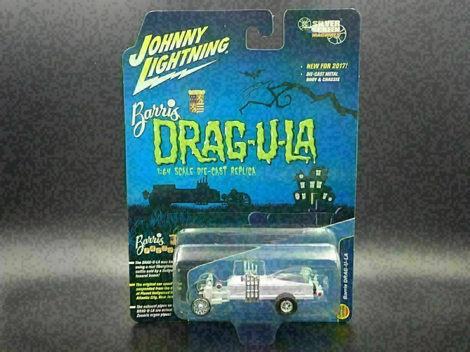 THE BARRIS DRAGULA MUNSTERS SILVER SCREEN JOHNNY LIGHTNING WHITE LIGHTNING CHASE