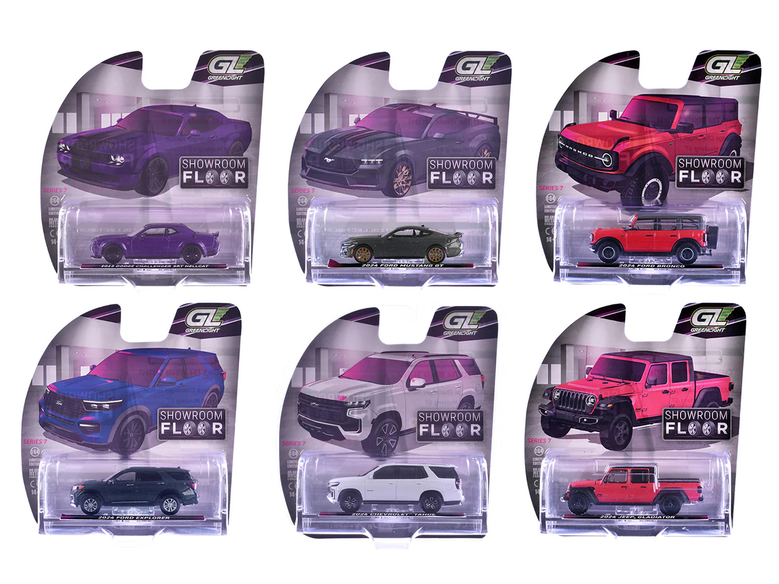 “Showroom Floor” Series 7 Set of 6 Cars 1/64 Diecast Model Cars by Greenlight