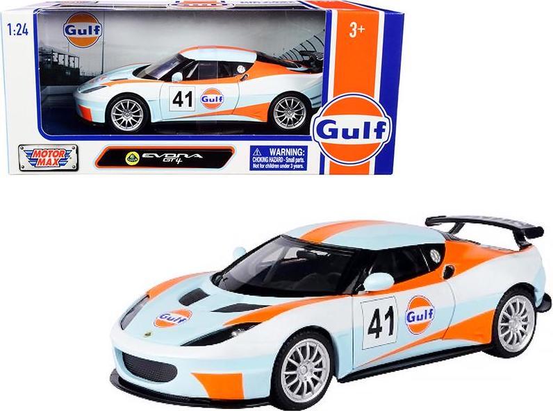 Lotus Evora GT4 #41 Gulf Oil Light Blue with White and Orange Stripes 1/24 Model