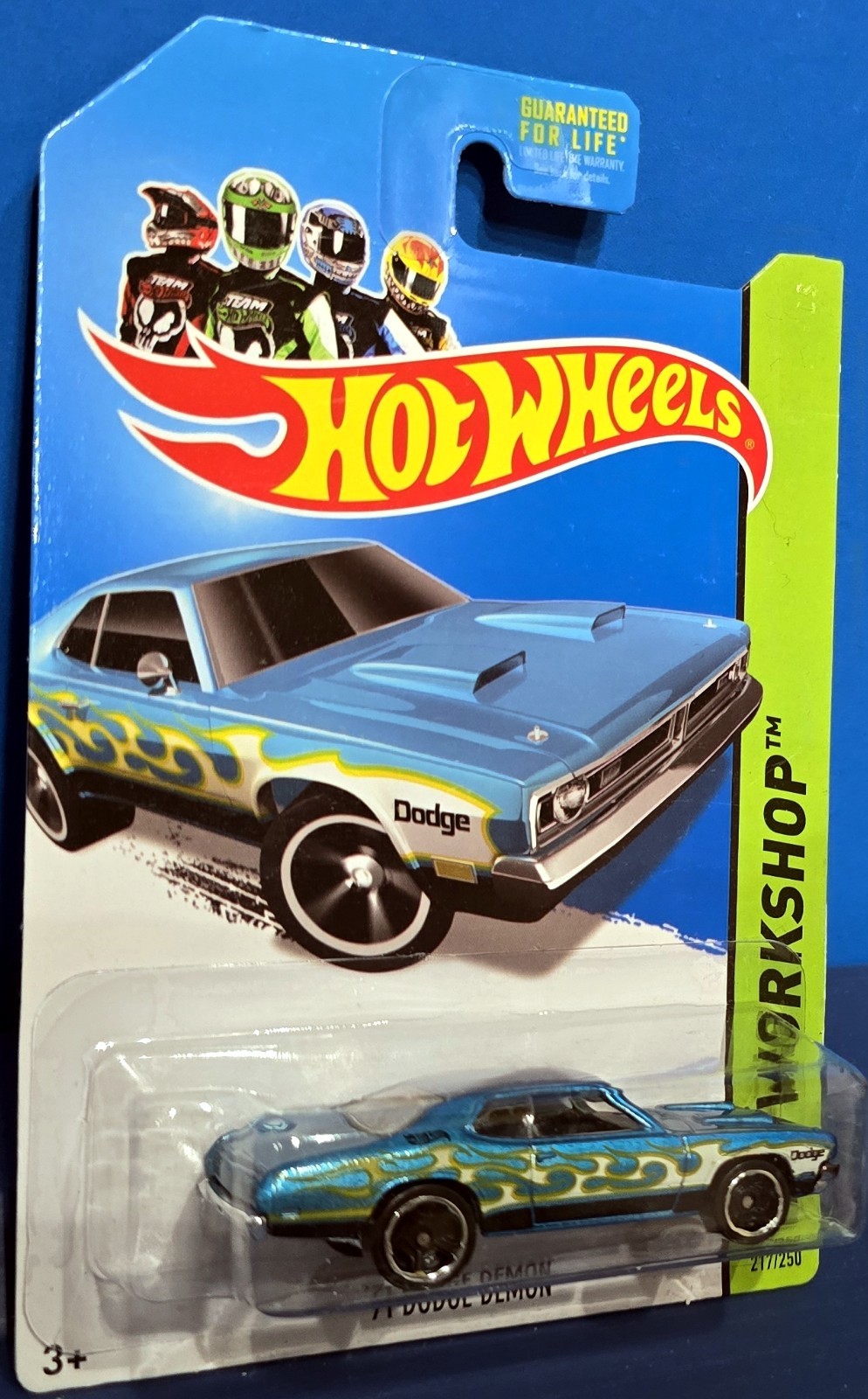 2013 HOT WHEELS ’71 Dodge Demon Col. #217/250 HW WORKSHOP Teal w/Flames 1971