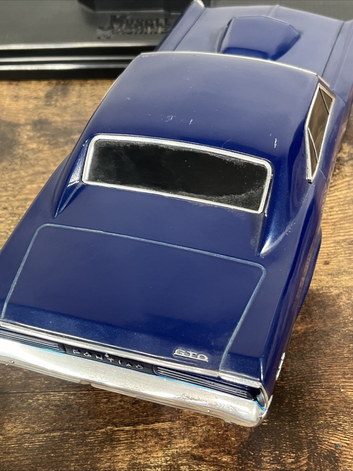 Rare Muscle Machines Dark Blue 1966 GTO Real 1:18 Scale With Stand