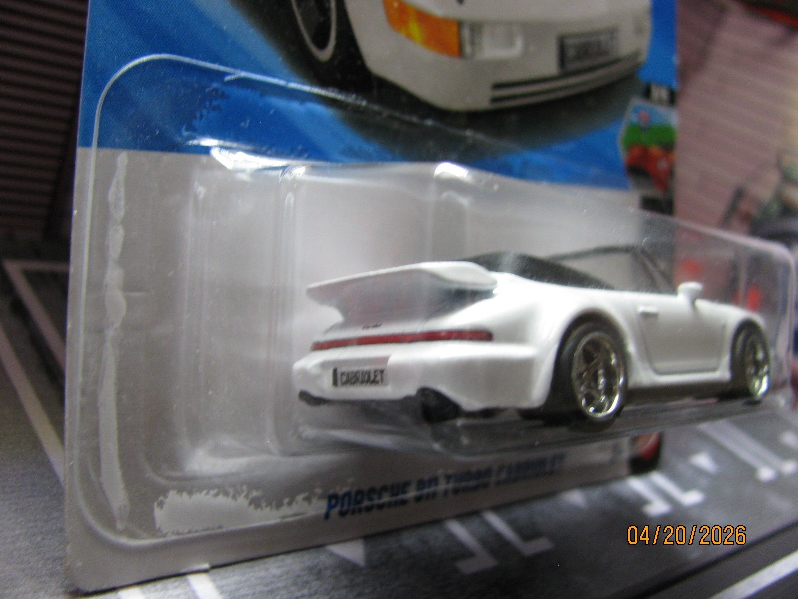 2026 Hot Wheels White Porsche 911 Turbo Cabriolet, w/Real Riders Wheel Swap