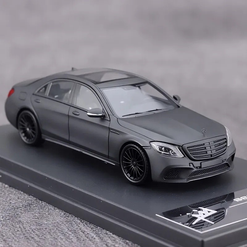 King 1:64 Matte Black AMG S65 W222 Luxury Sports Model Diecast Metal Car