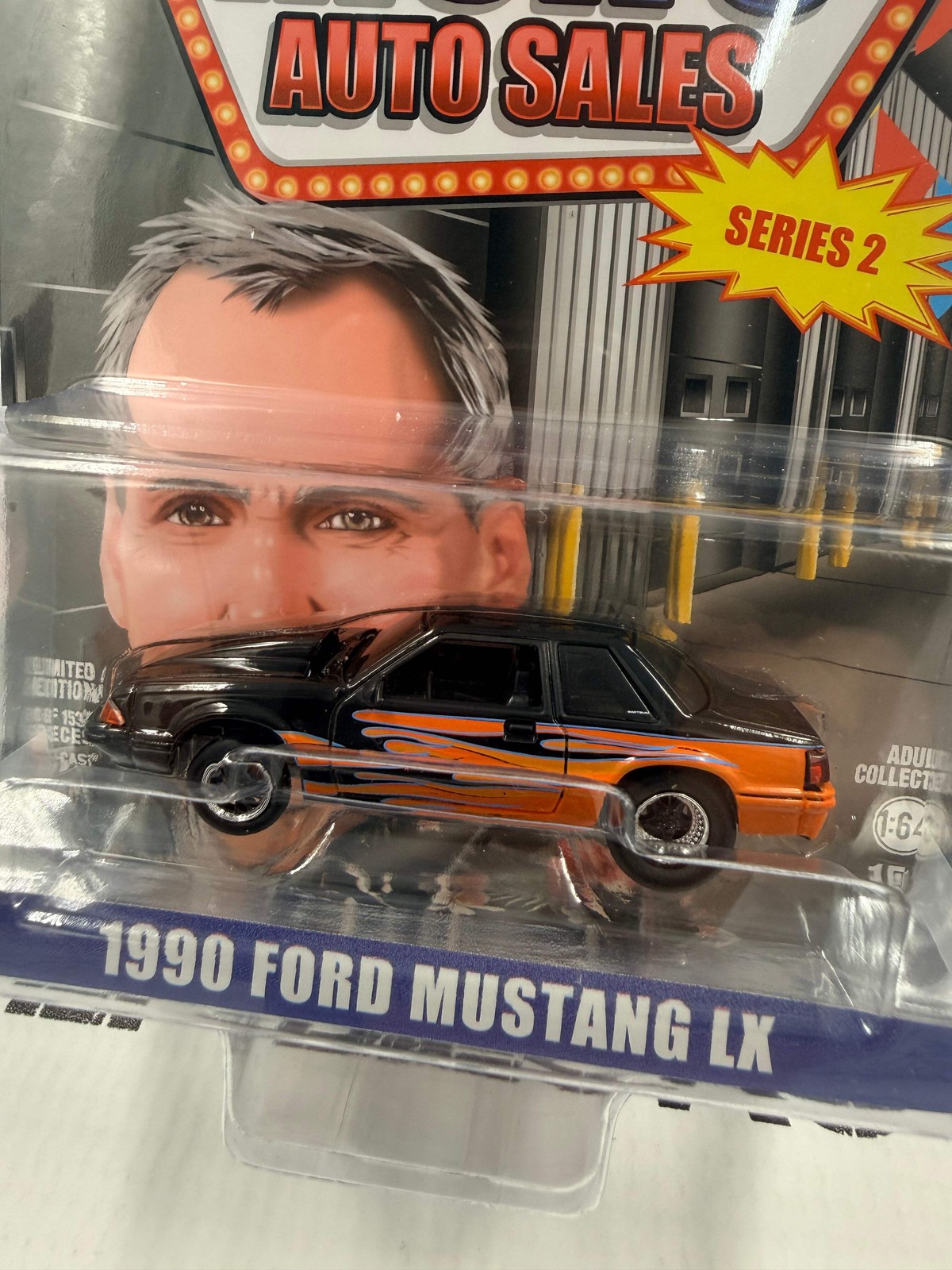 GREENLIGHT 1990 Ford Mustang LX Orange w/ Flames LP Exclusive 1:64 Diecast Ricks