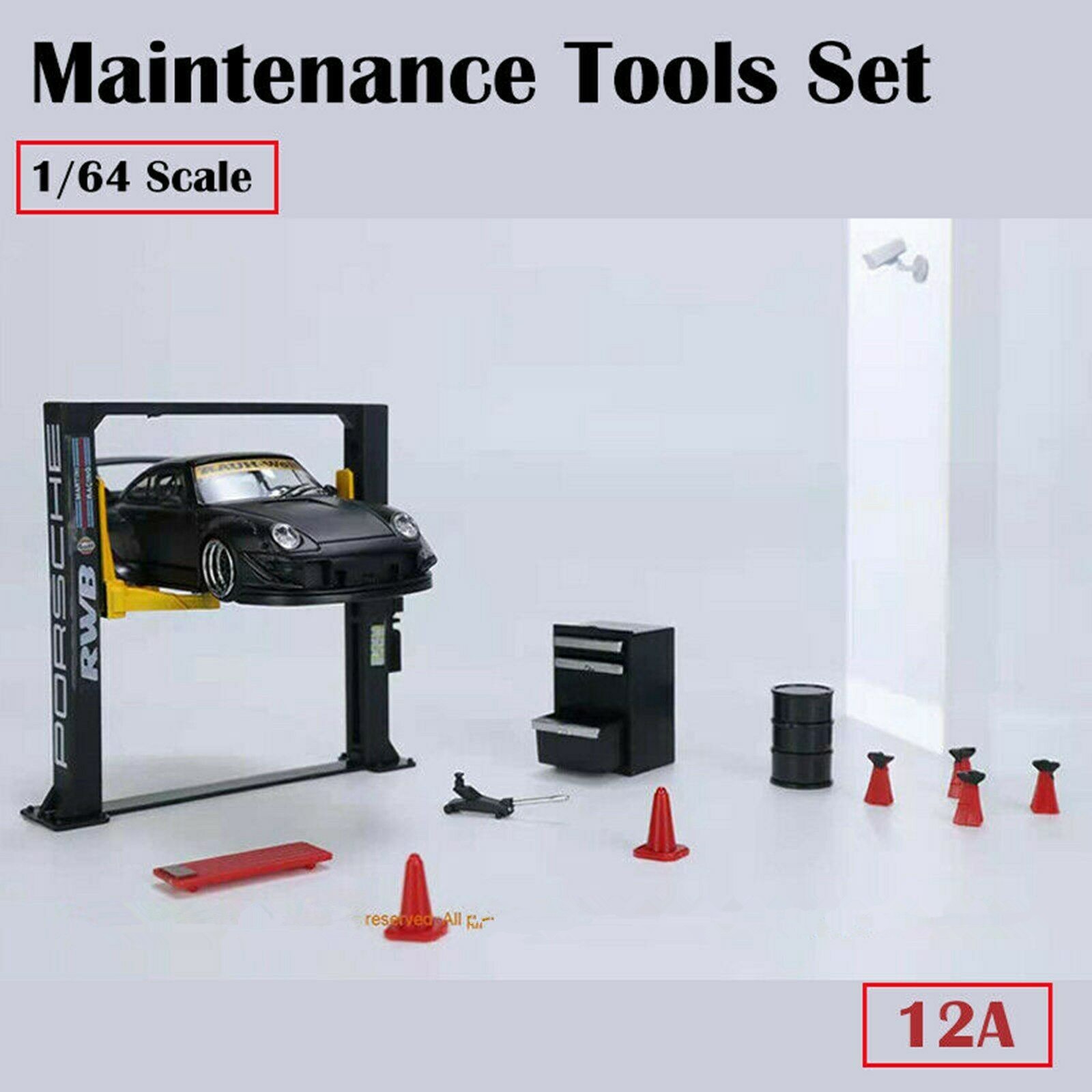 ABS 1/64 Model Car Display Diorama Garage Maintenance Tools Set Decoration;