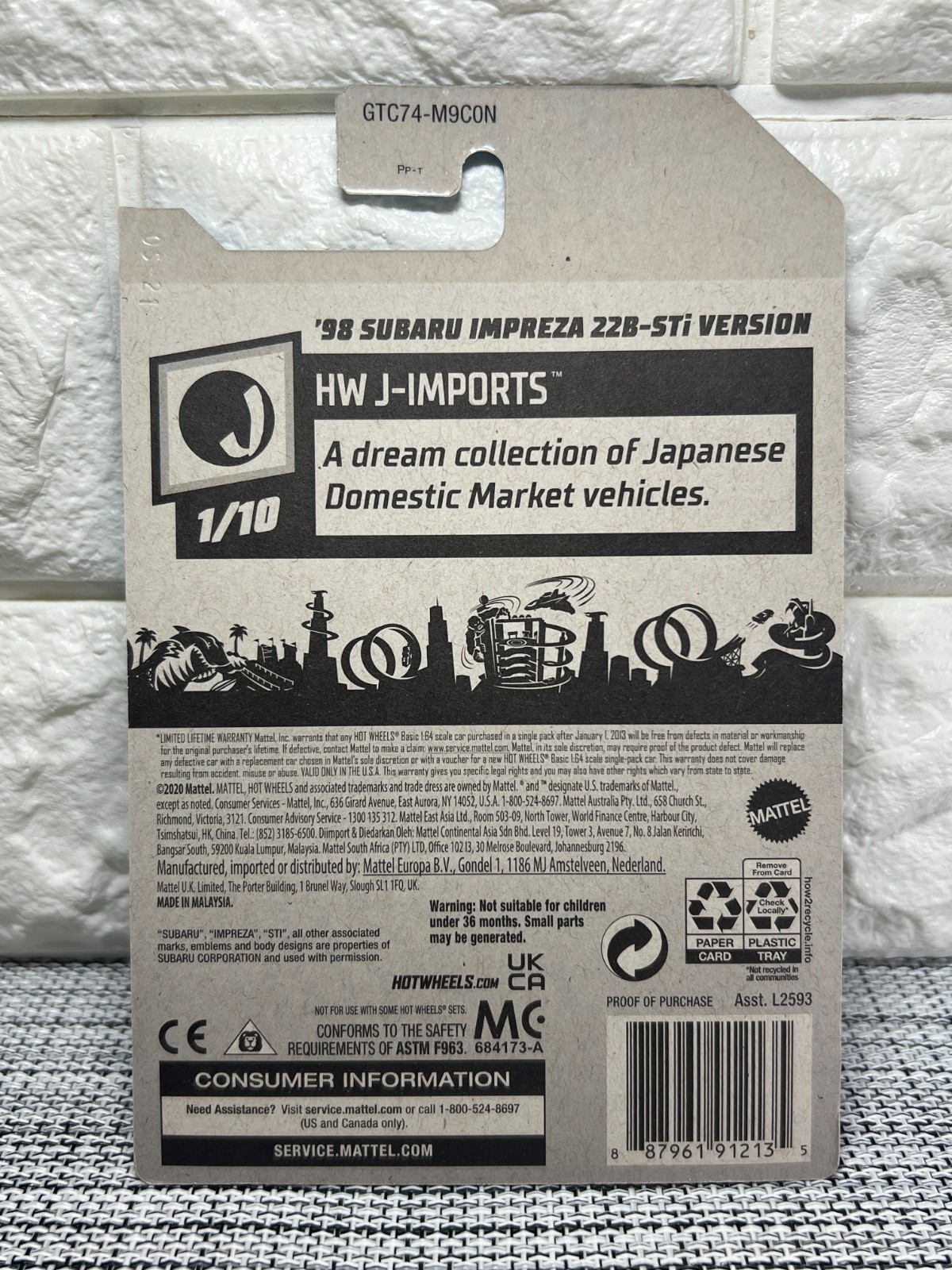Hot Wheels HW J-Imports 1/10 ’98 Subaru Impreza 22B-STi Version 124/250 Gray