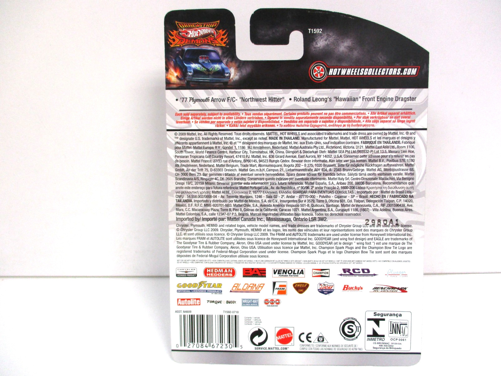 HOT WHEELS – DRAG STRIP DEMONS -ROLAND LEONG HAWAIIAN FRONT ENGINE DRAGSTER