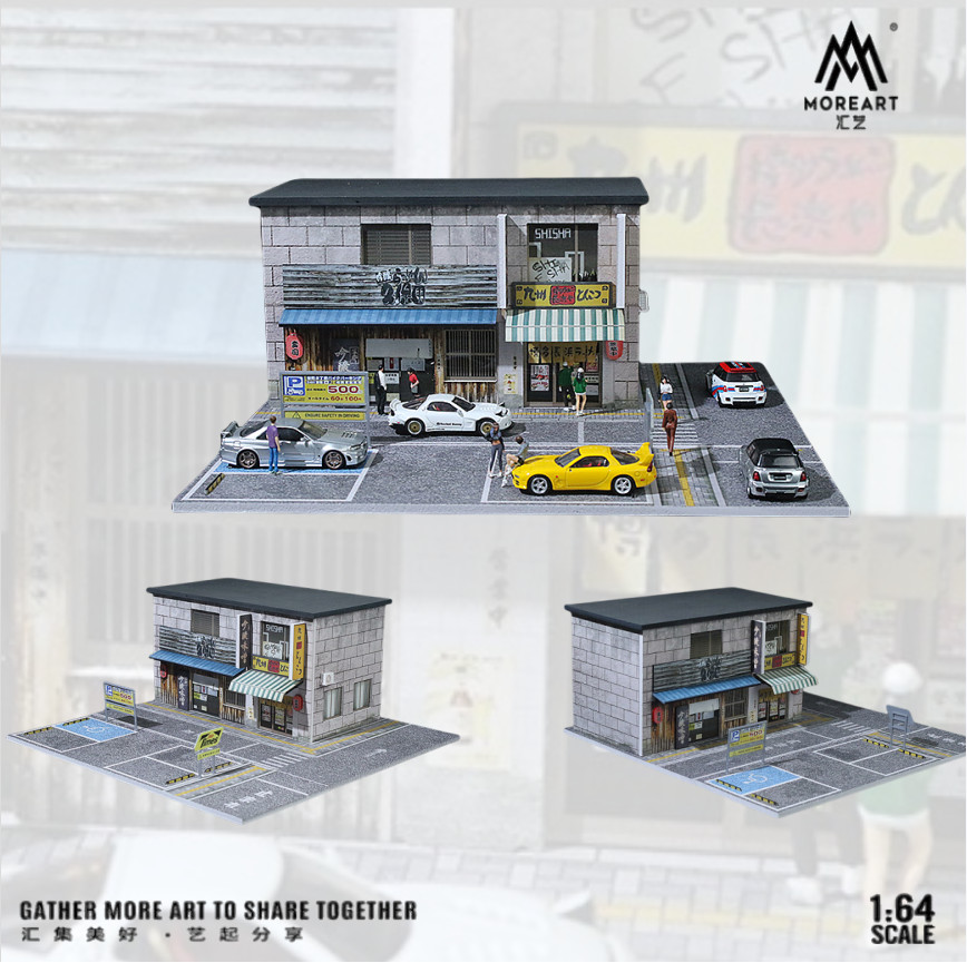More Art Diorama 1:64 Garage Model LED Japanese Parking Lot Scene Building Model