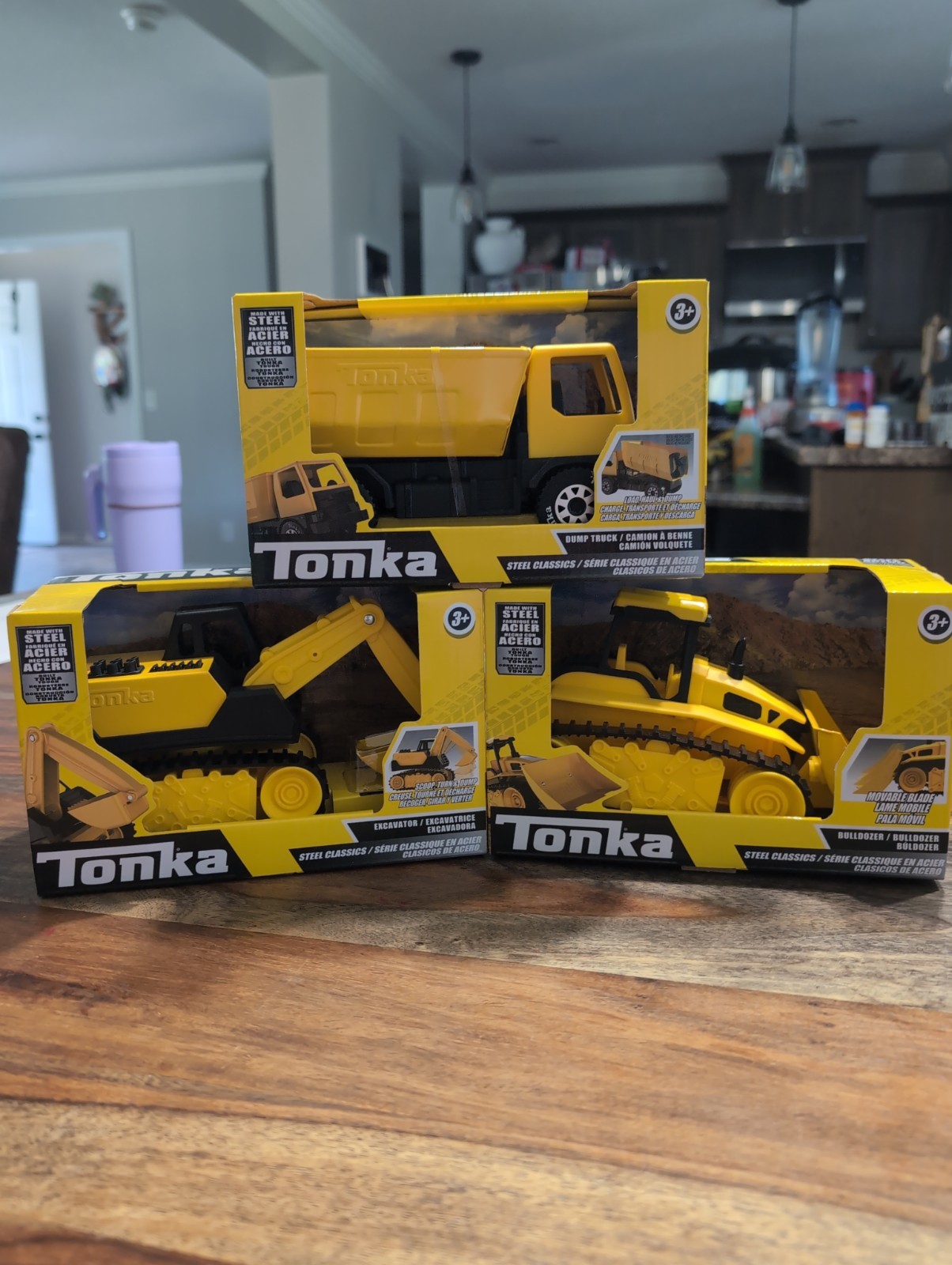 Tonka Steel Classics Yellow Dump Truck, Bulldozer, Excavator Set Hasbro
