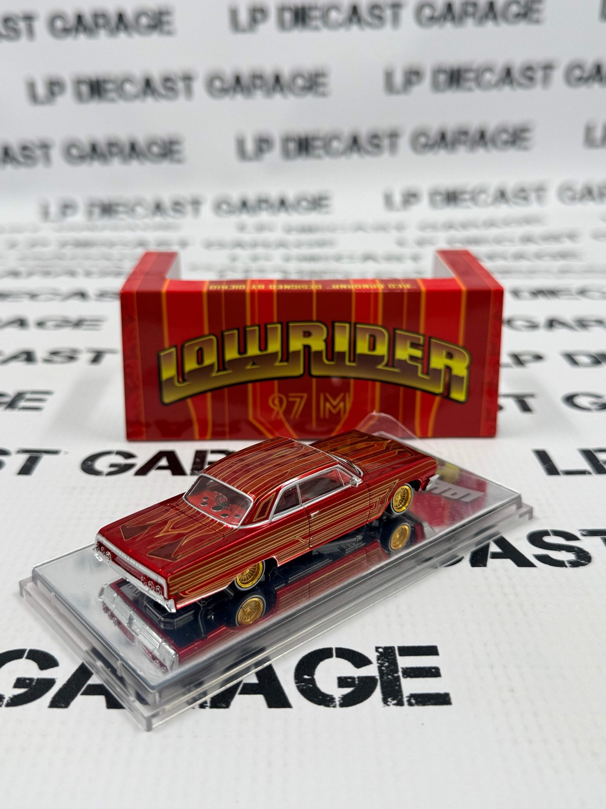 97M Custom Lowriders 1964 Chevrolet Impala Red Bandana 1:64 Diecast Adjustable S