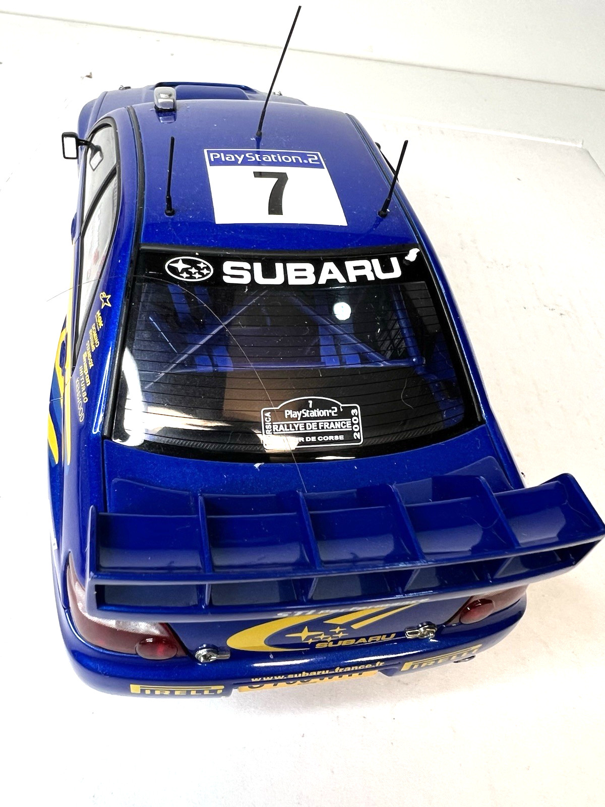 AutoArt Subaru Impreza WRX 1/18 Diecast Rally Car #7 Solberg Mills Case Display