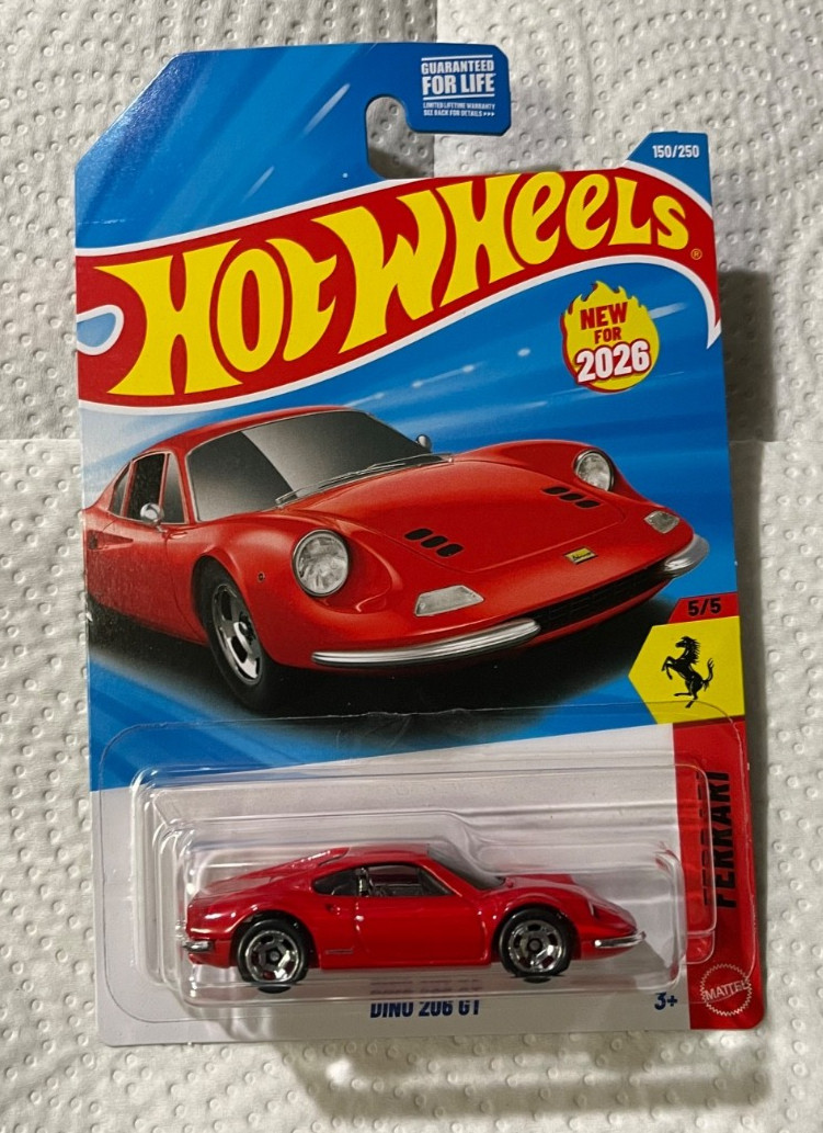2026 Hot Wheels G & H Case / Ferrari Dino 206 GT / Lot of 4 / RED