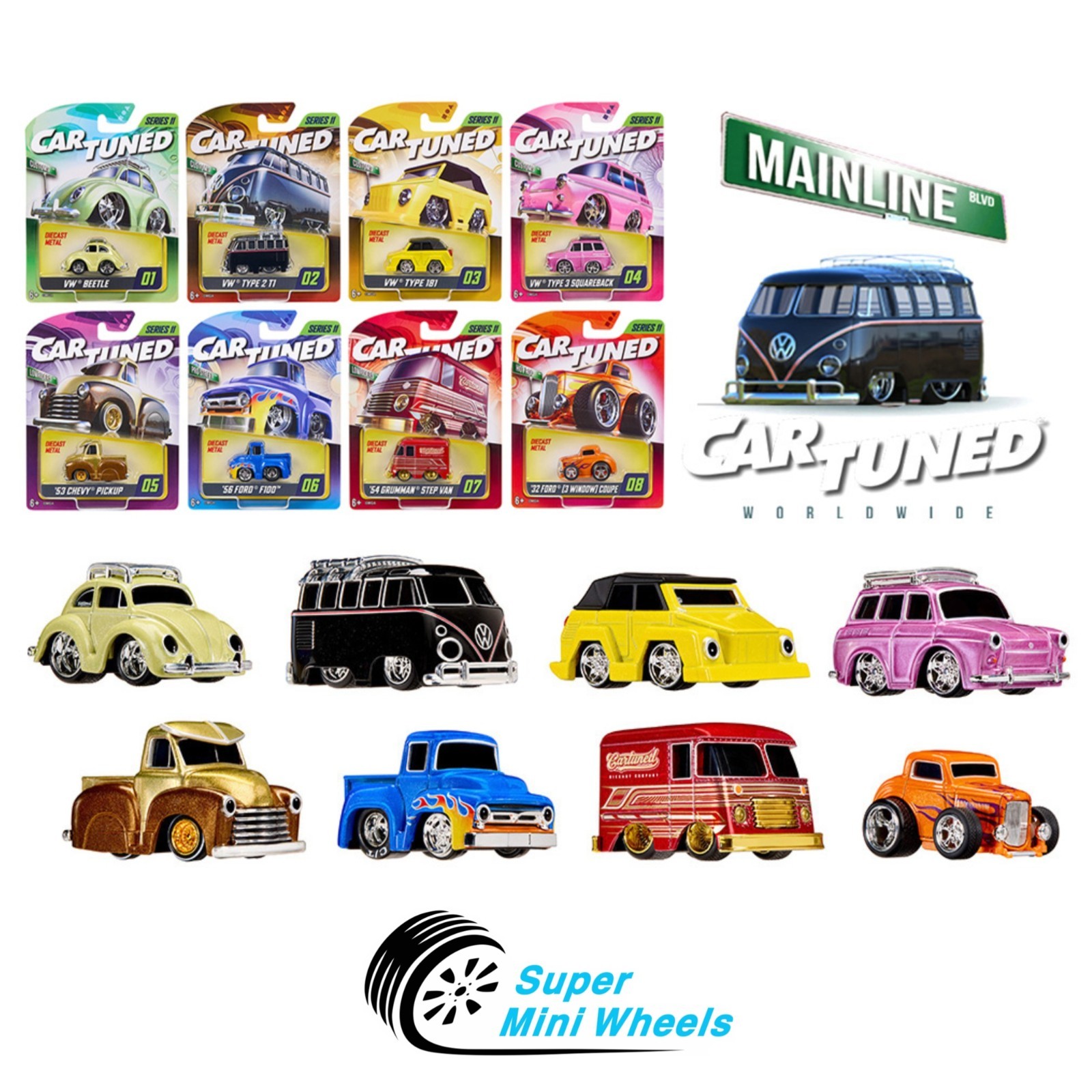 CarTuned 1:64 Mainline Series 11 Set of 8 Cars 592631-XX10 – Factory Packag