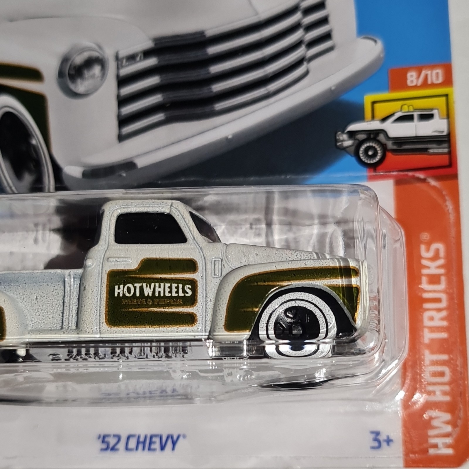 2024 Hot Wheels ’52 Chevy White HW Hot Trucks 8/10 Comes with a free stand