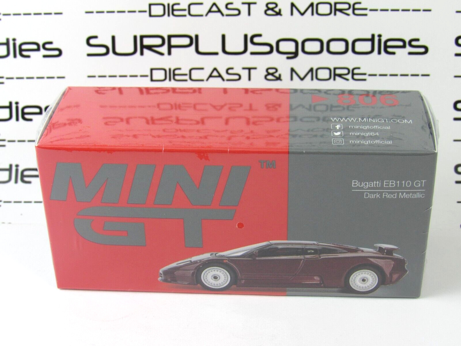 2024 Mini-GT Overseas Edition: BUGATTI EB110 GT Dark Red Metallic #MGT00806-L