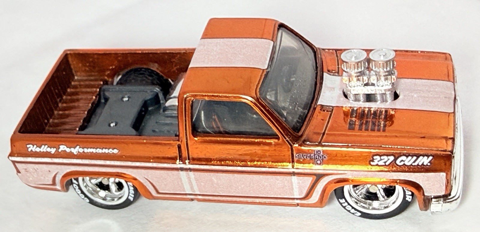 Hot Wheels Custom ’83 Chevy Silverado Holley 327 Copper Real Riders Loose Pickup