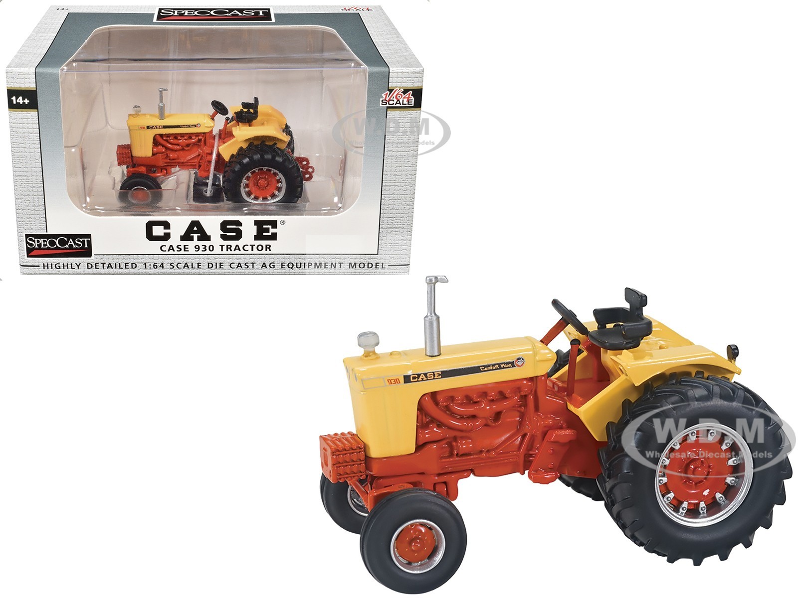 CASE 930 OPEN STATION TRACTOR YELLOW & ORANGE 1/64 DIECAST BY SPECCAST ZJD1956