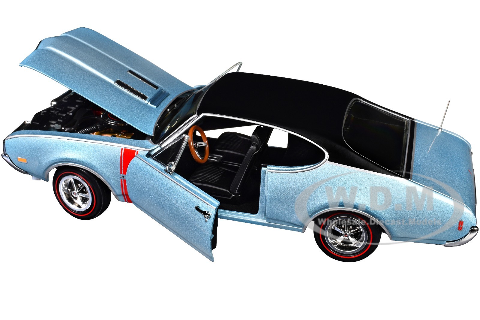 1968 OLDSMOBILE 442 W30 COUPE TEAL FROST “HEMMINGS” 1/18 BY AUTO WORLD AMM1350