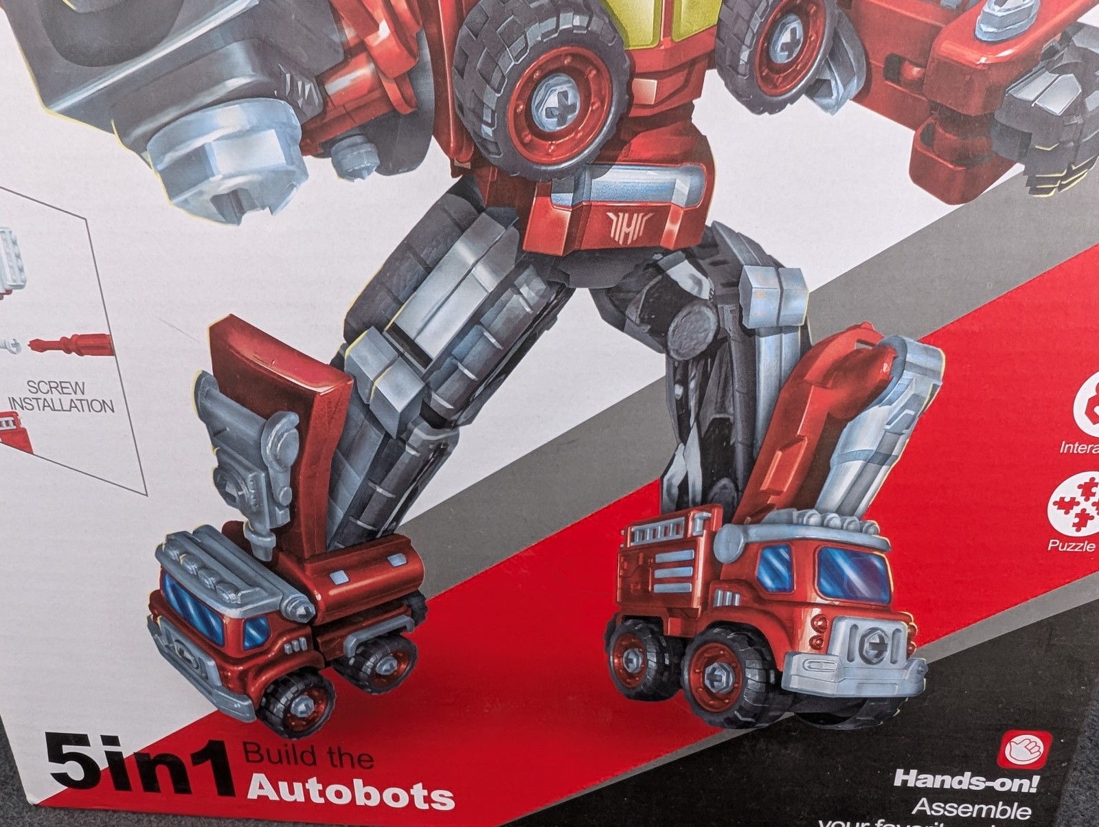 NEW 5-in-1 Build The Autobots Robot Toys DIY Transformer TOYABI GV408 Fire Truck
