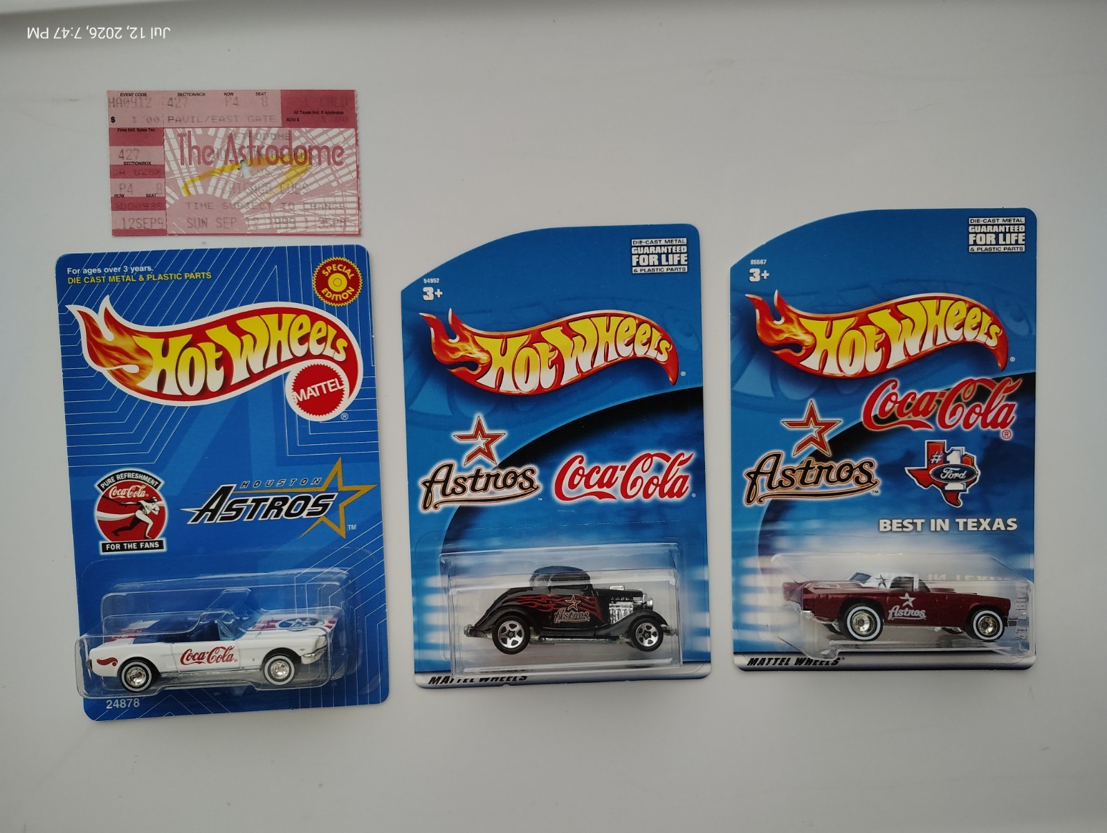 Hot Wheels – Lot of 3 – MLB Astros – Mustang + 3-Window 34 Ford + 57 T-Bird