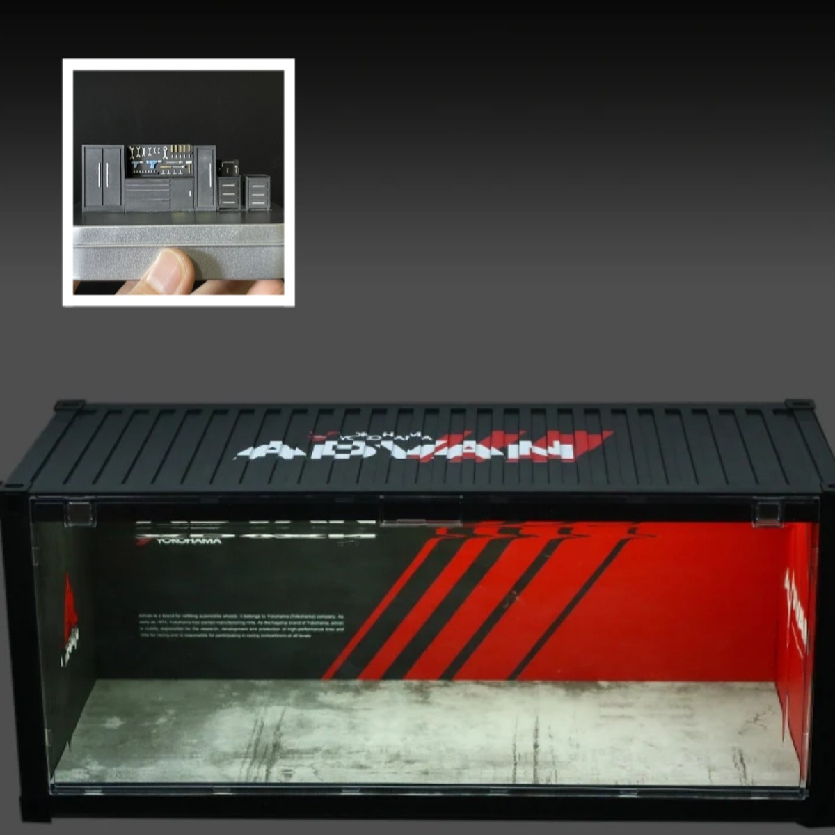 1/64 Diorama Diecast Model LED Garage Container Street Buildings Display Case