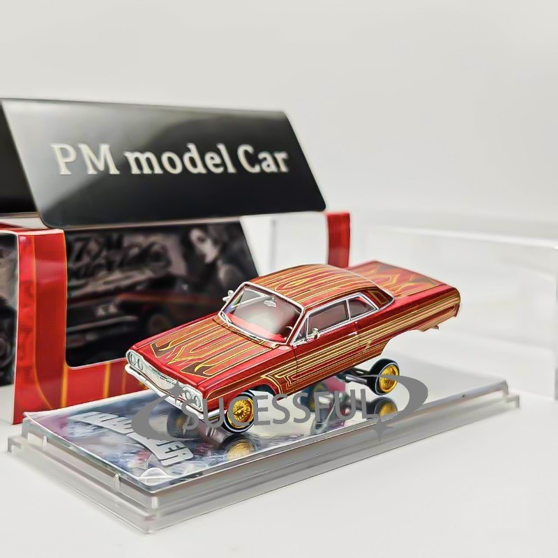 1:64 97M 1964 Chevy Impala SS Red Hydraulic Lowrider Alloy Diecast ReplicaModel