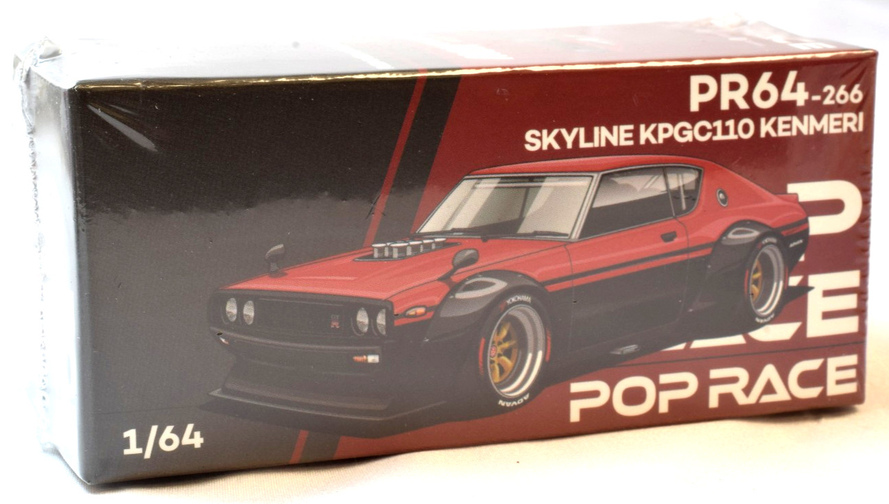 Pop Race Nissan Skyline GT-R KPGC110 Kenmeri – Red Black 1:64 Car PR64266