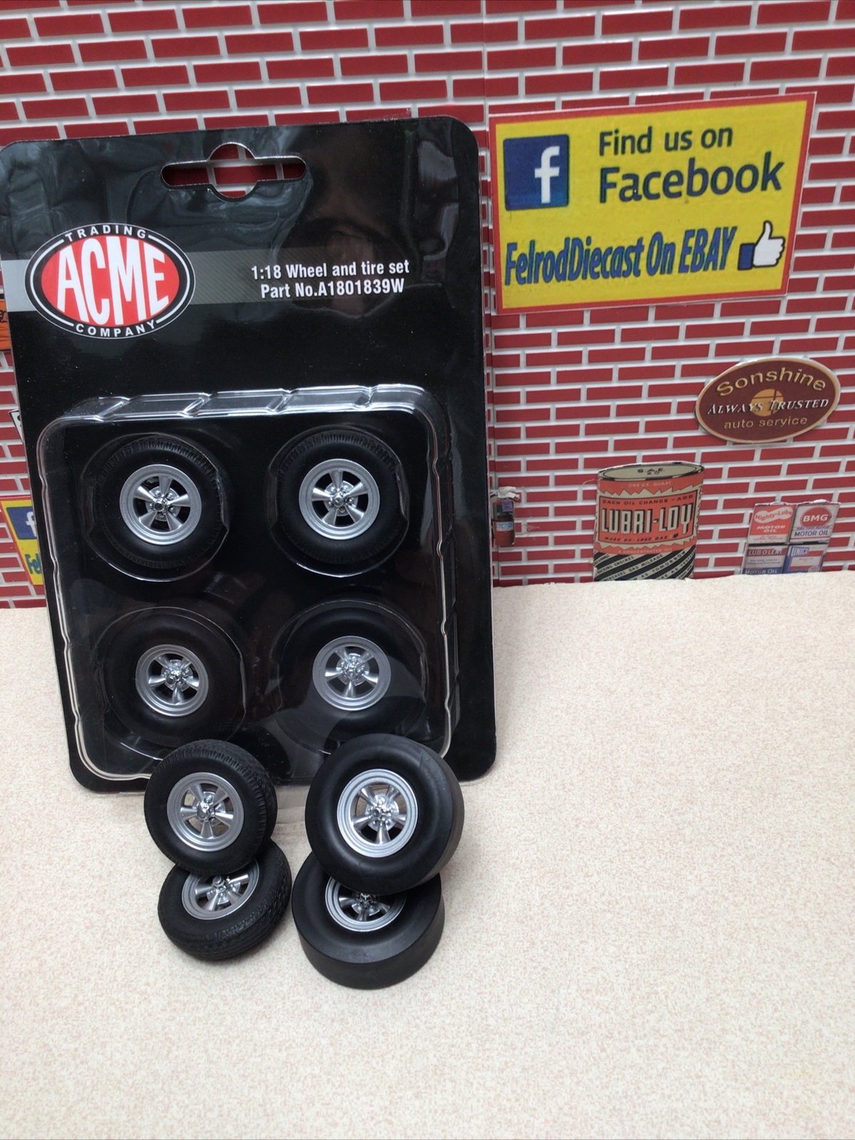 1/18 ACME Drag Wheel and Tire Set From A/FX 1965 Tasca Ford Mustang A1801839W