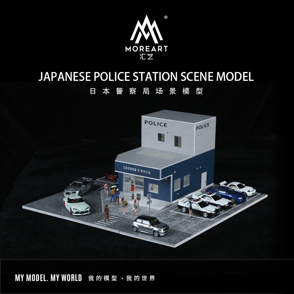 Diorama 1/64 Diecast CarGarage Model LED Street Police Station Building Scene US