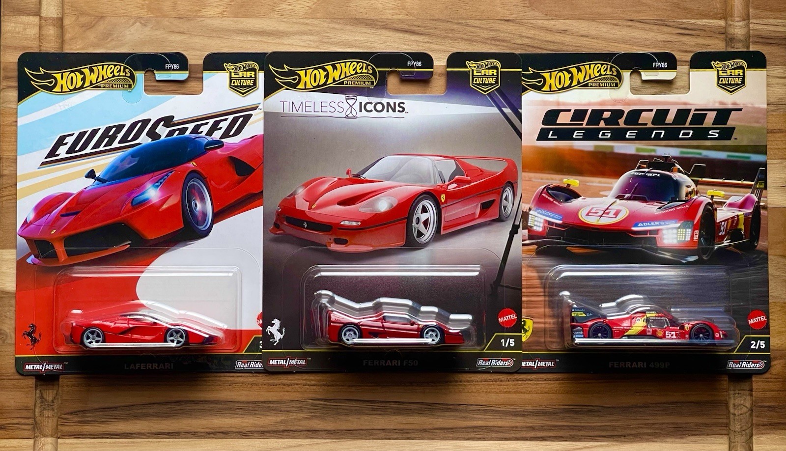 Hot Wheels Premium Ferrari Lot of 6 – 499P LaFerrari F50 250 GTO 330P Testarossa