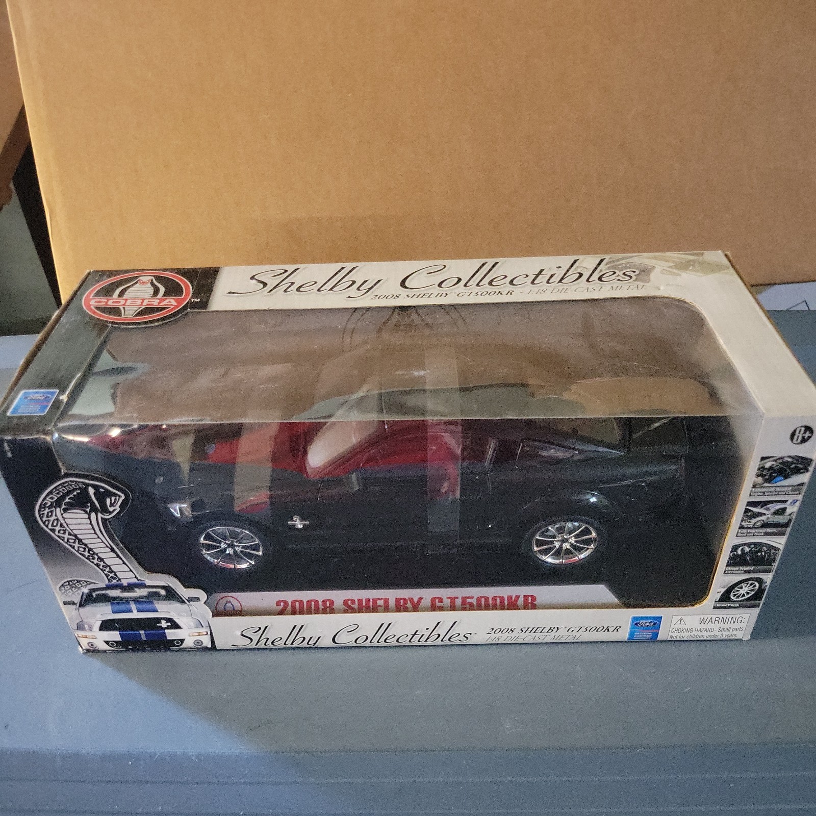 Shelby Collectibles 1:18 2008 Ford Shelby GT500KR Black Diecast Unopened Box