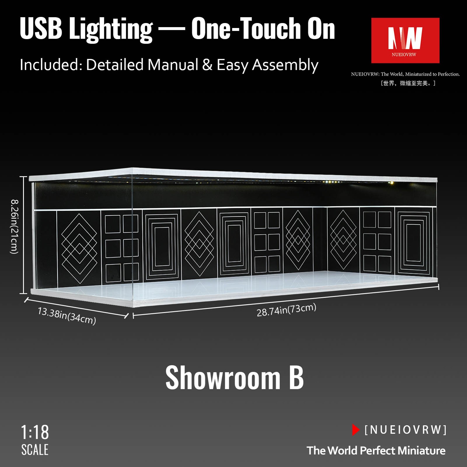 Diorama 1/18 Car Garage Model LED Light Street Building Showroom Display Gift US