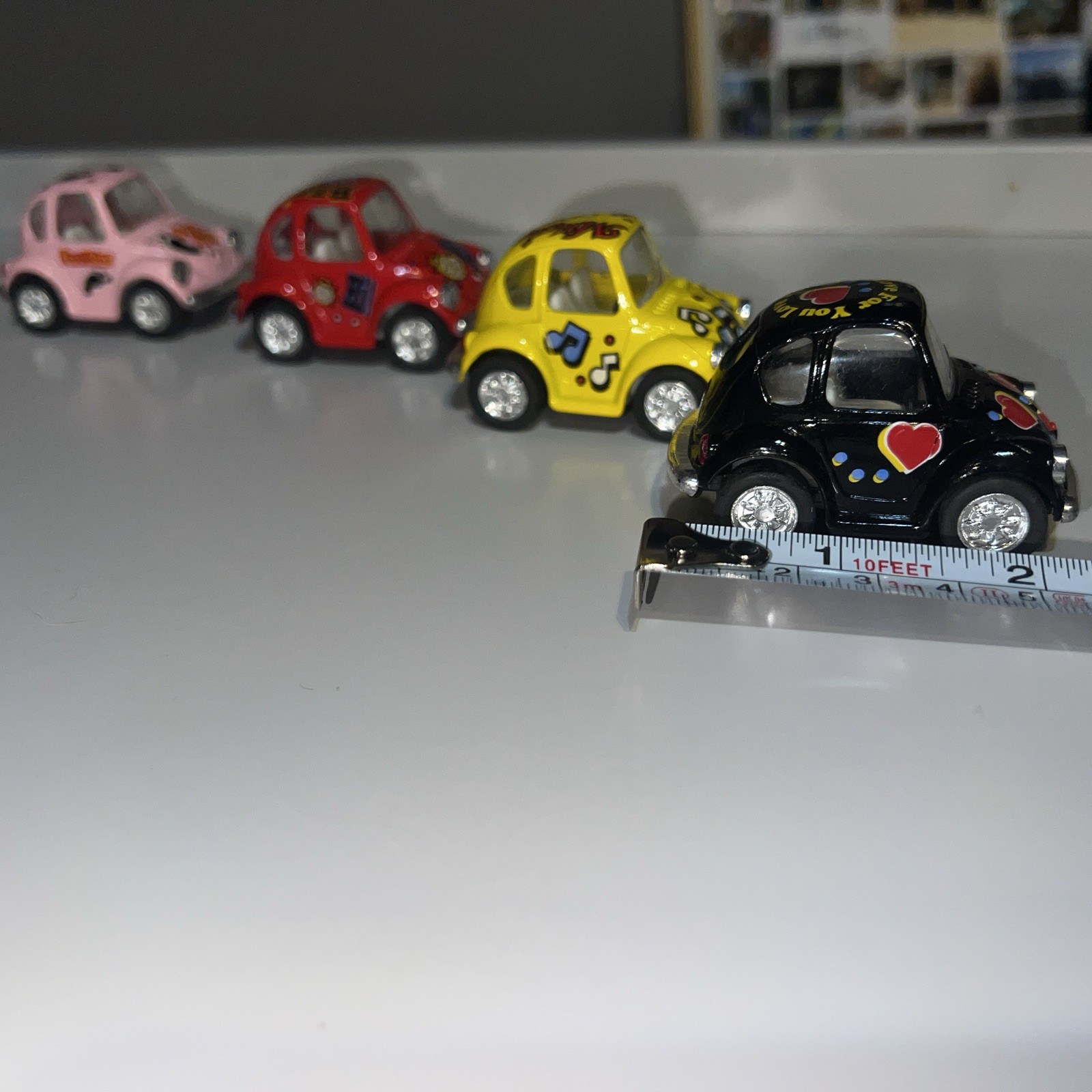 Vintage 1992 KinToy Pull Back Die Cast Metal Volkswagen Car Beetle Models Lot 4