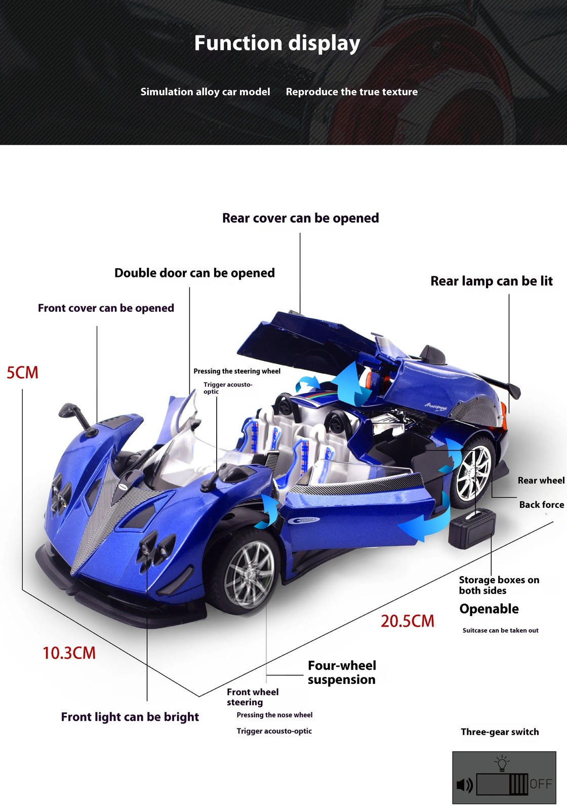 1:24 Pagani Zonda Car Model Alloy Convertible Sports Car Ornaments Car Model