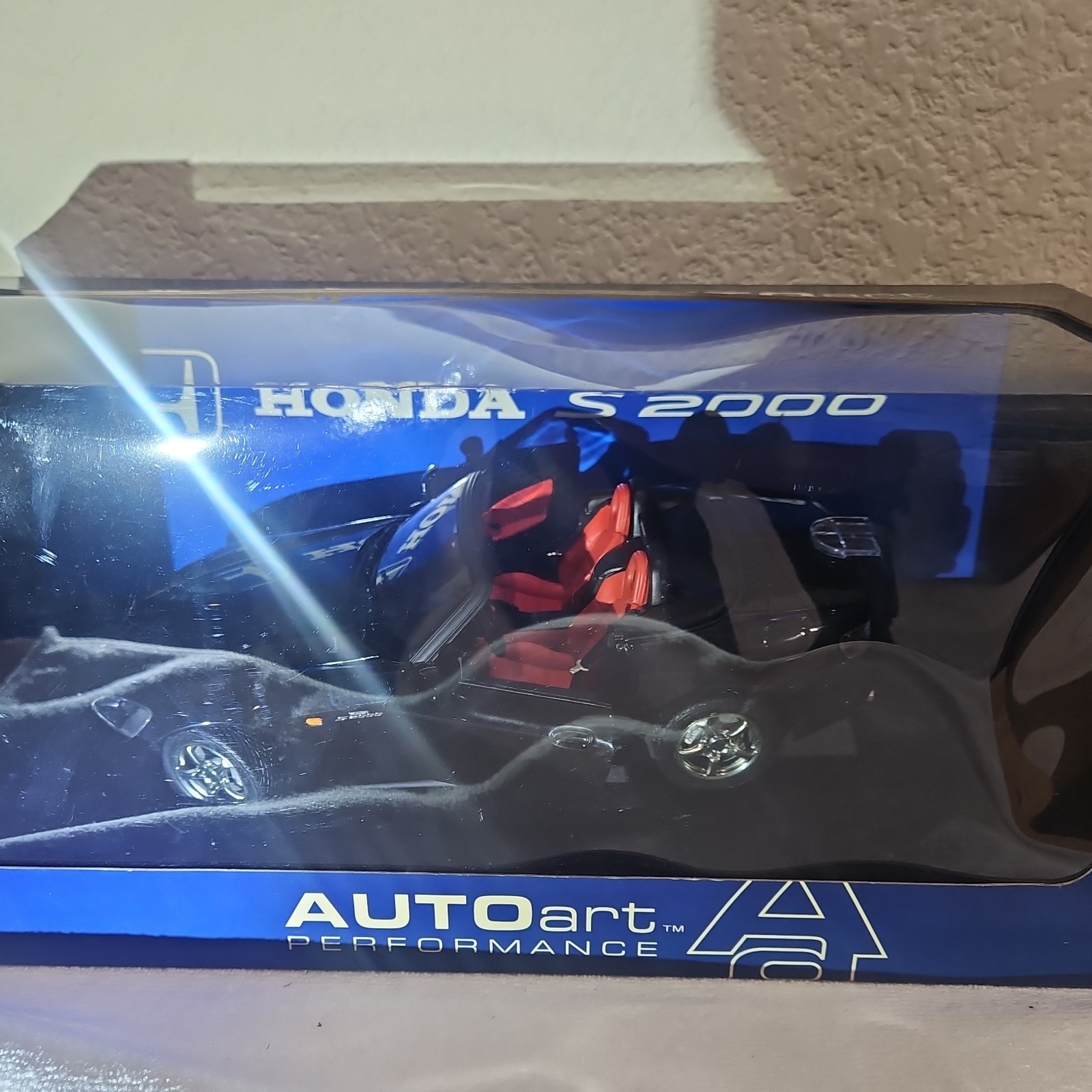 AUTOart Honda S2000 Convertible Diecast Model Car Black/Red Opening Hood & Doors