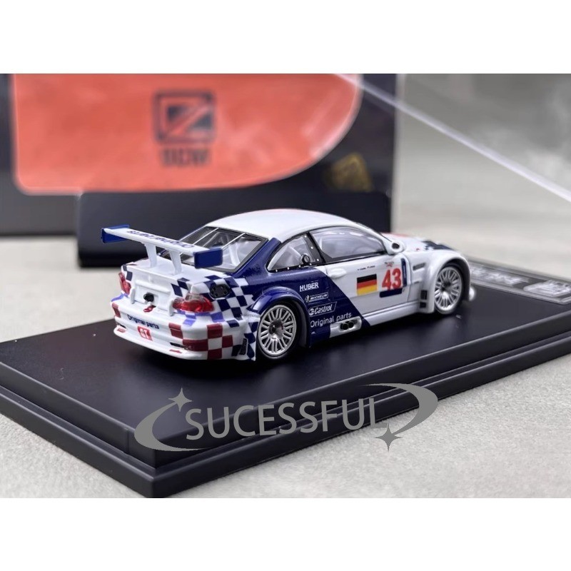 DCM 1:64 White BMW M3 GTR E46 #43 Widebody Diecast Sports Car Display Model