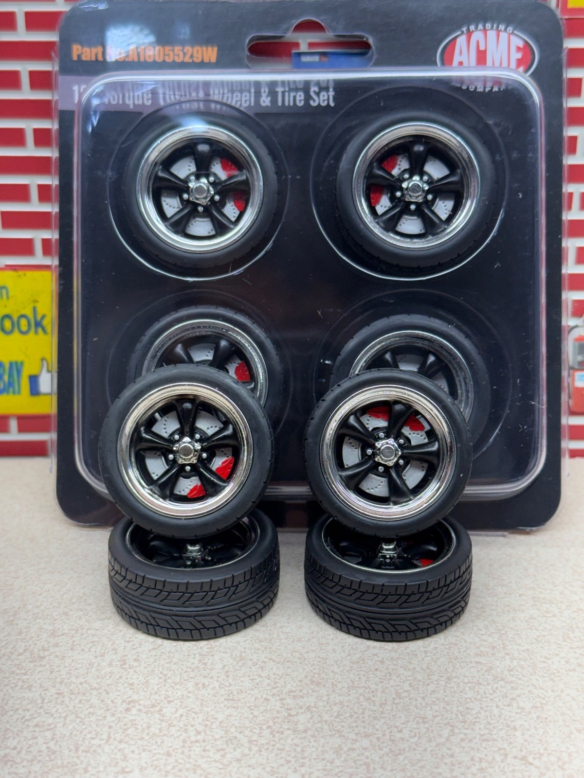 1/18 ACME Torque Thrust Wheel & Tire Set From Red Eye Chevelle A1805529W NEW