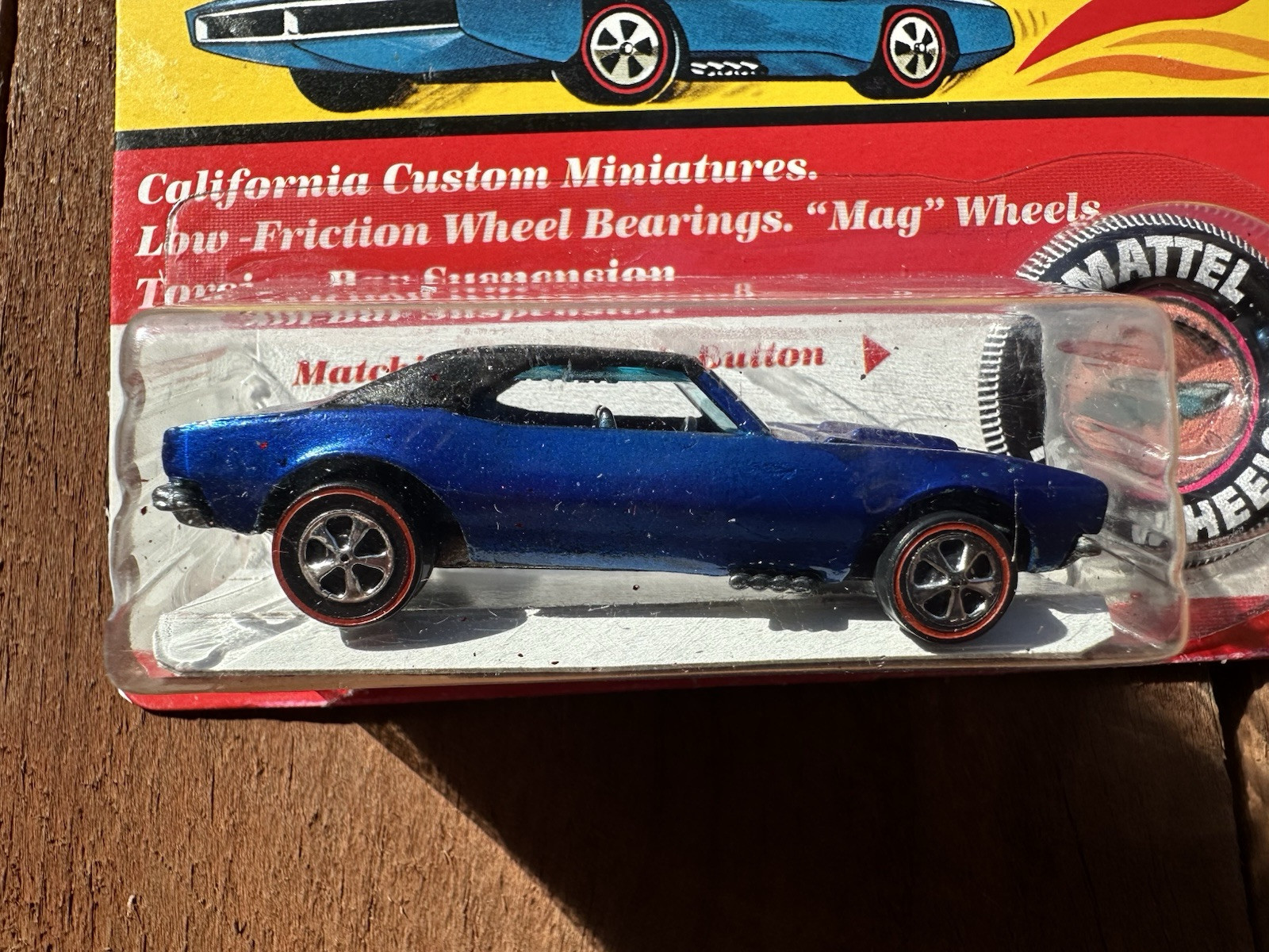 hot wheels 67 camaro Redlines Restoration/ Custom Build Blue W/ Blister & Button